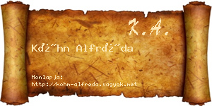 Kóhn Alfréda névjegykártya